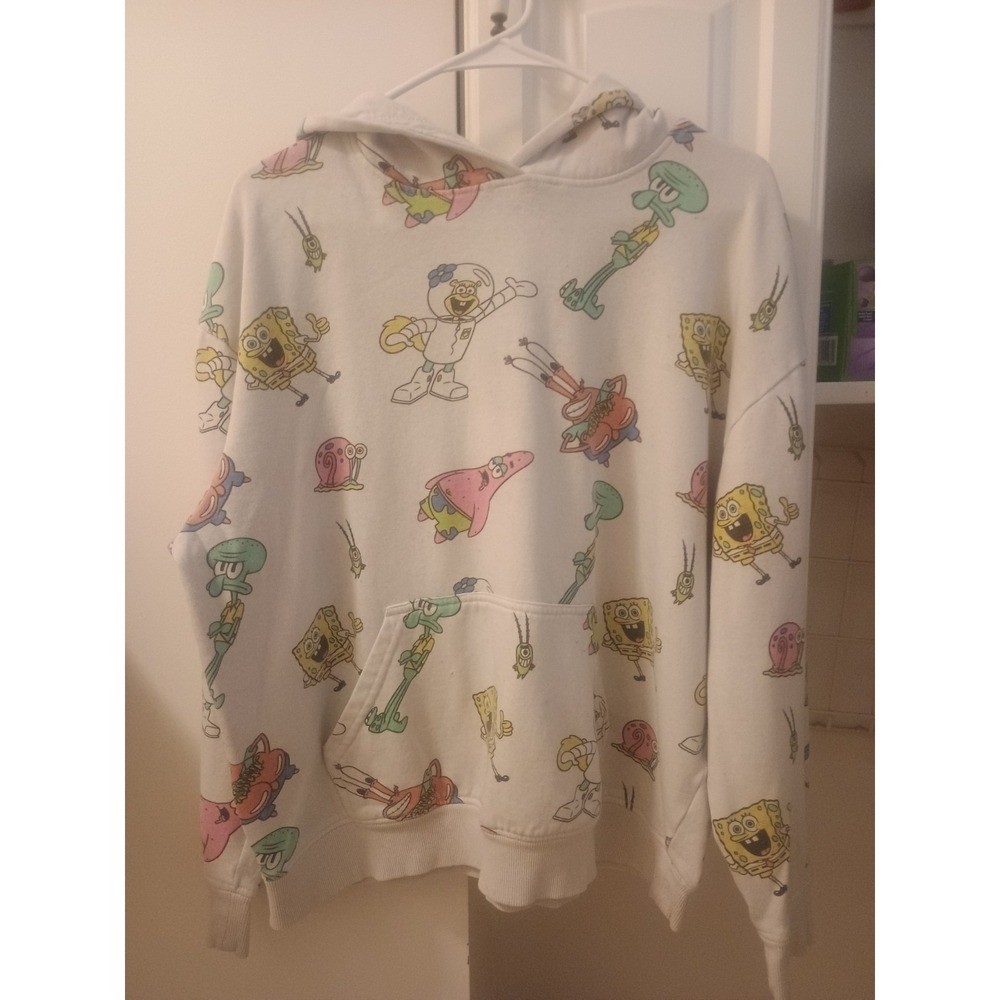 Nickelodeon SpongeBob SquarePants Women's Pink Crewneck Hoodie Sweatshirt Size L